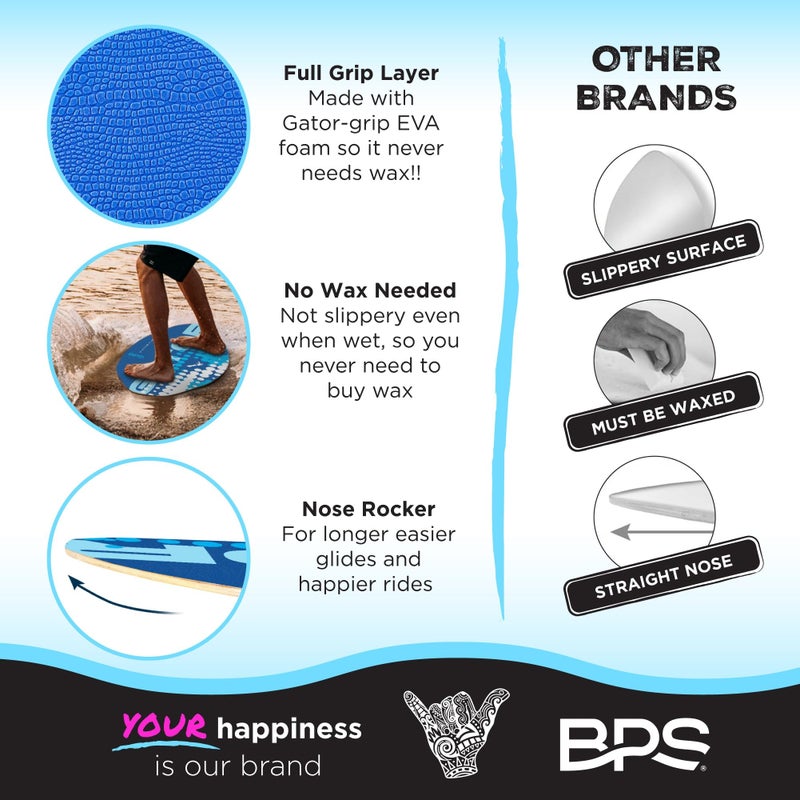 BPS لوح التزلج BPS 'Gator' 40" - لوح خشبي مغطى مع وسادة قبضة - لا حاجة للشمع - للأطفال والبالغين (أزرق) - Image 3